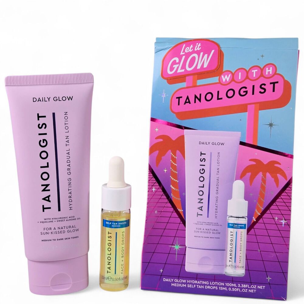 Tanologist Let It Glow Kit Hydrating Lotion 100ml Medium Self Tan Drops 15ml New